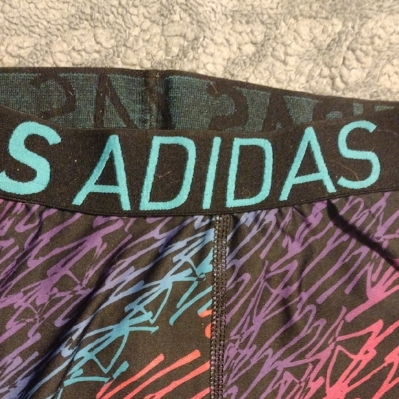 adidas Black Compression Shorts with Purple, Teal & Coral Scribble Print - Picture 5 of 8